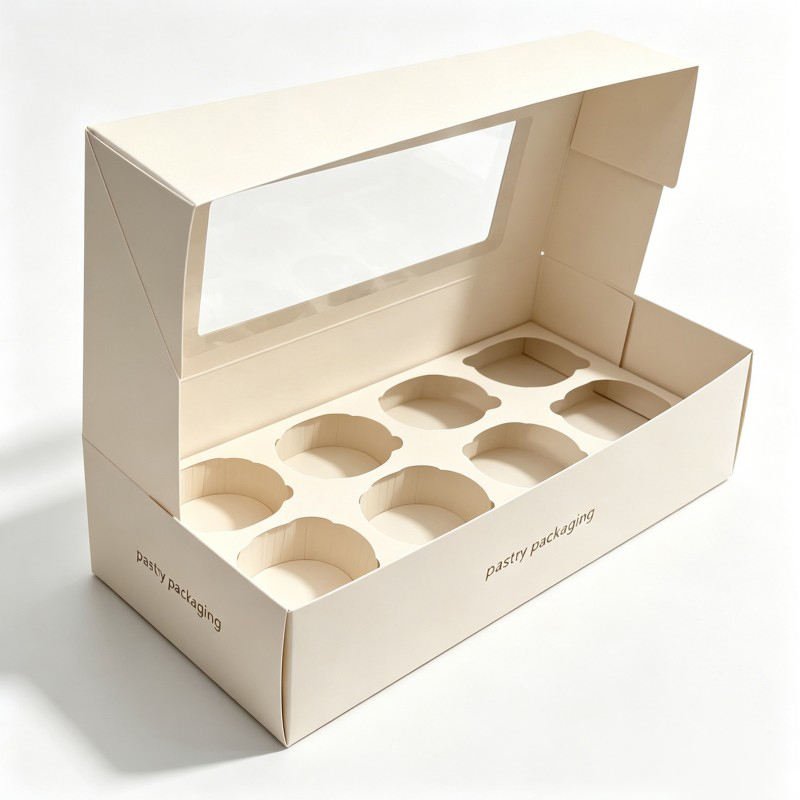 Wholesale Cupcake Boxes with Transparent Window  Food Grade Paper Box for Sushi Mini Cup Cake Rectangular Boxes