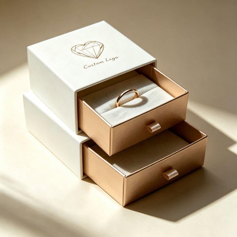 Wholesale Drawer Sliding Box for Jewelry Rings Gift Box Necklaces Rings Hard Box with Sleeve Jewelry Boxes Customized