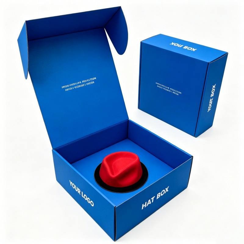 Custom Design Corrugated Cowboy Hat Box Digital Printing Brim Fedora Hat Mailer Shipping Boxes Biodegradable Paper Box for Hat