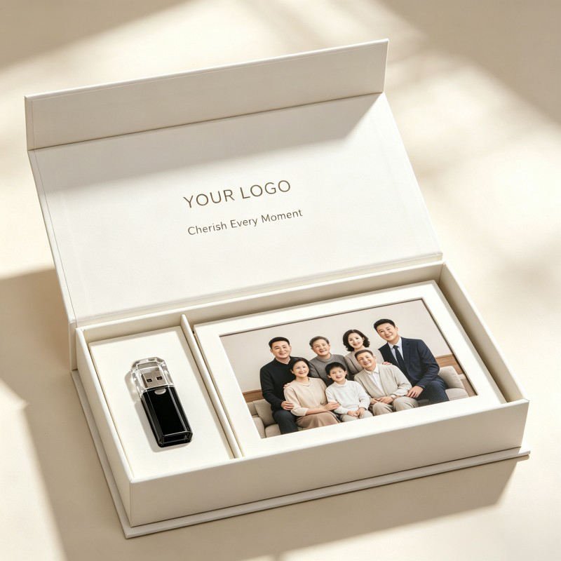 Wholesale Photo Frame Box Customized with Magnet Closure Photographer Gift Box Photo Album Gift Package with USB Divider - Image 5
