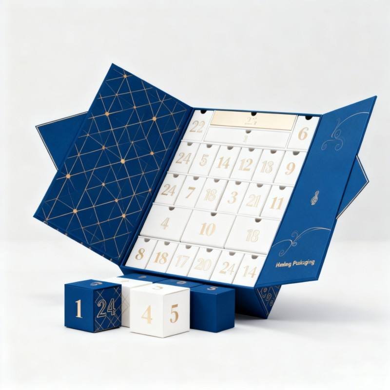 Hot Sale Christmas Luxury Advent Calendar Box Biodegradable Cosmetic Advent Calendar Box Soy Ink Cosmetic Products Surprise Box