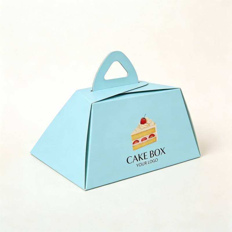 Customized Hand-held Triangle Food Cake Box Food Grade Cake Sandwich Box Packaging with Handles Foldable Cake Box Take Away - Image 4