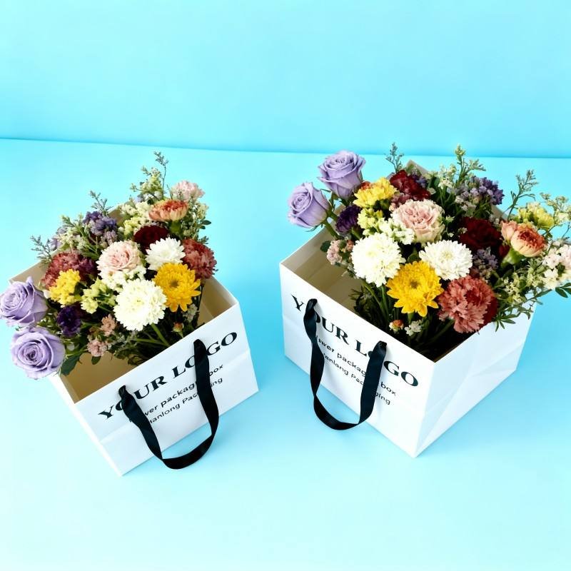 Biodegradable Flower Gift Bags Flower Shop Wedding Paper Bags Large with Ribbon Recyclable Large-sized Cardboard Paper Bags - Image 4