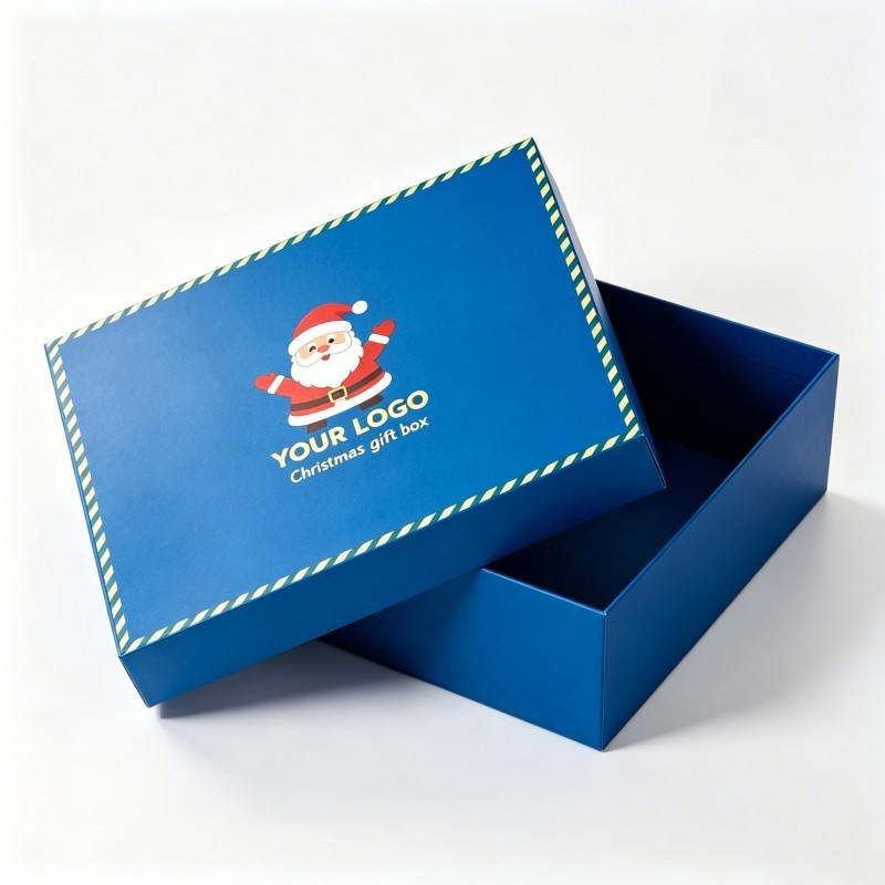 Customizable Christmas Paper Gift Boxes with Sturdy Handle, Beautiful Ribbon, Custom Logo & Size Options Lid and Base Gift Box