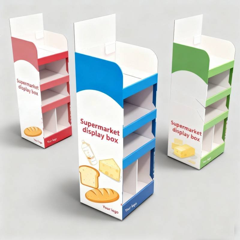 Custom Foldable Supermarket Multi-layer Display Box Eco Friendly Retail Paper Display Box Candy Chocolate Cookie Packaging Box