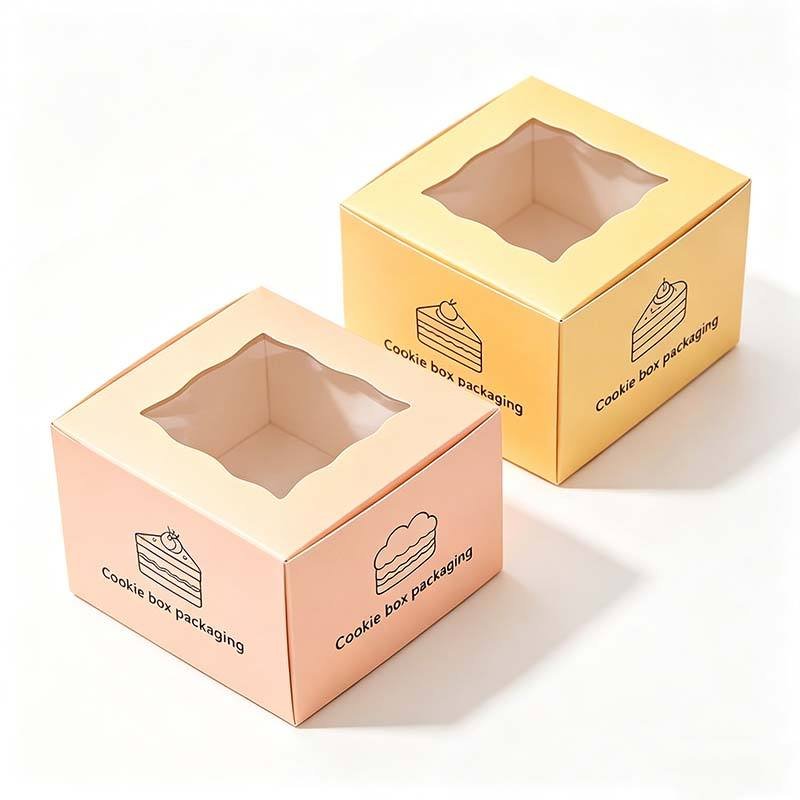 Fashinal Kraft Paper Bakery Boxes Mini Cake Boxes Foldable Takeaway Dessert Box Biscuits Doughnut Paper Packaging With Windows - Image 3