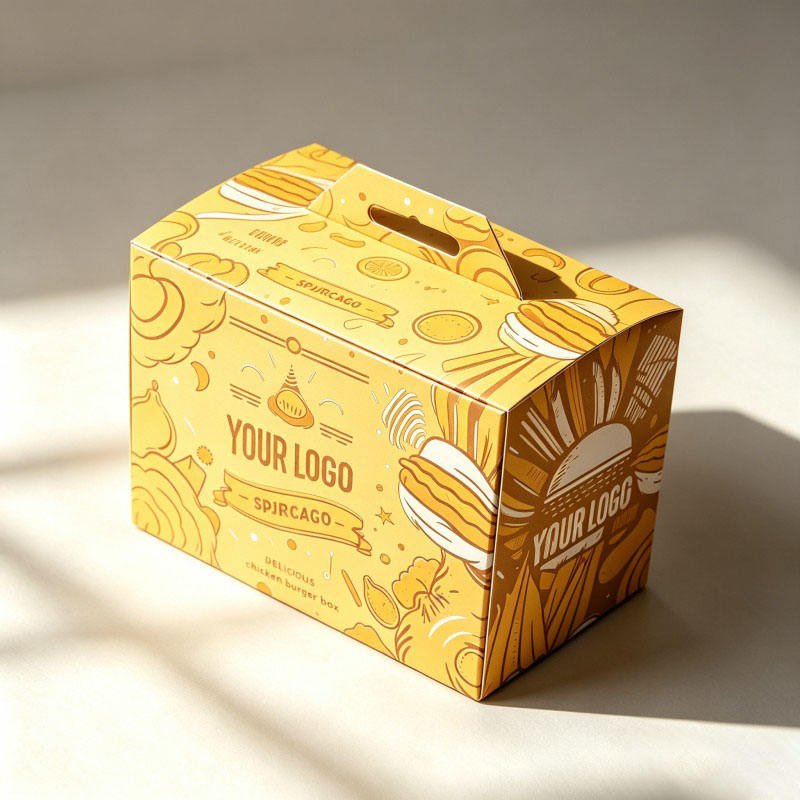 Food Grade Custom Design Fried Chicken Box Luxury Paperboard Eco Friendly Potato Chips Sandwich Box Luxury Snack Package Box