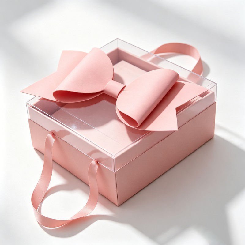 Wholesale Valentine's Day Cardboard Box Floral Package with Transparent  Lid  Flower Gift Packaging Customized