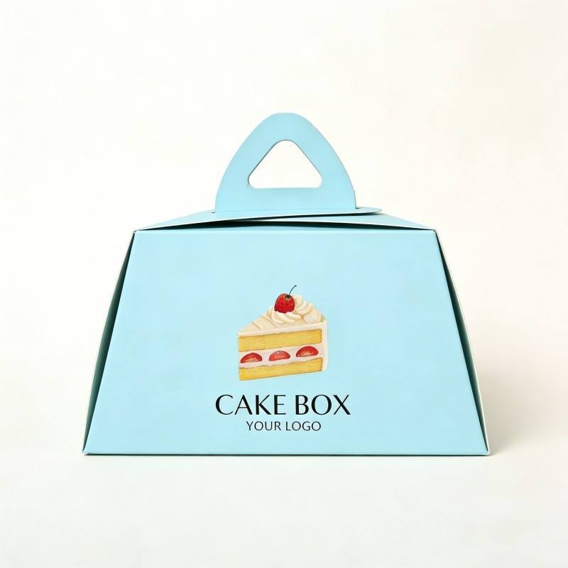 Customized Hand-held Triangle Food Cake Box Food Grade Cake Sandwich Box Packaging with Handles Foldable Cake Box Take Away - Image 5