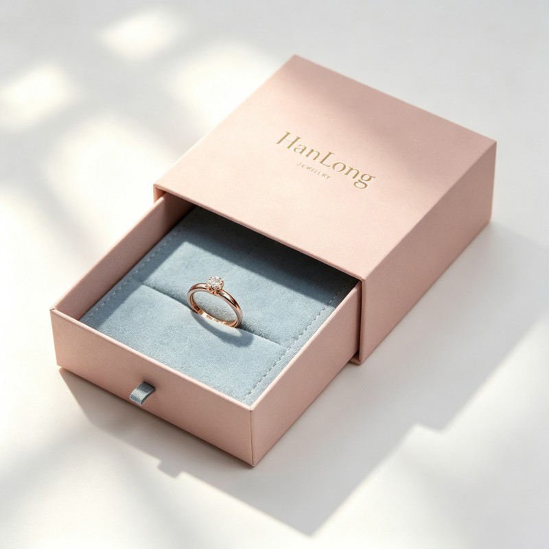 Wholesale  Elegance Custom Rings Package Earrings Sliding Drawer Gift Box Jewelry Gifts Rigid Drawer Box with Sponge