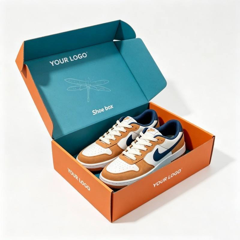 Wholesale Corrugated Paper Box Packaging with logo Custom Folding Box for Shoes Shipping Storage Color-block Flip-top Shoe Box - Image 4