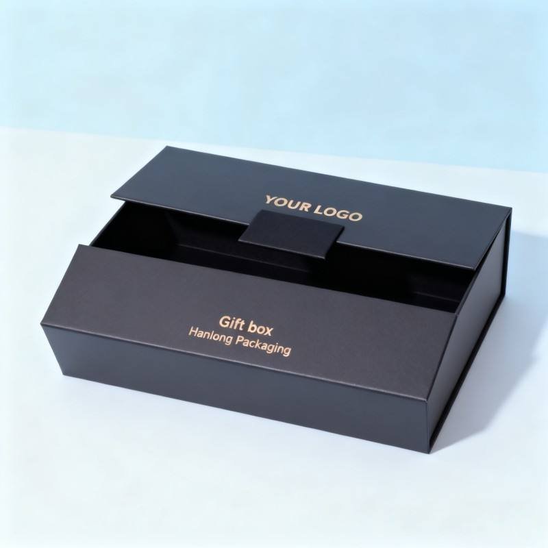 Customized Logo Manufacturer Double Door Black Gift Box Recyclable Gold Foil Cardboard Paper Box Luxury Magnetic Packaging Box - Image 5