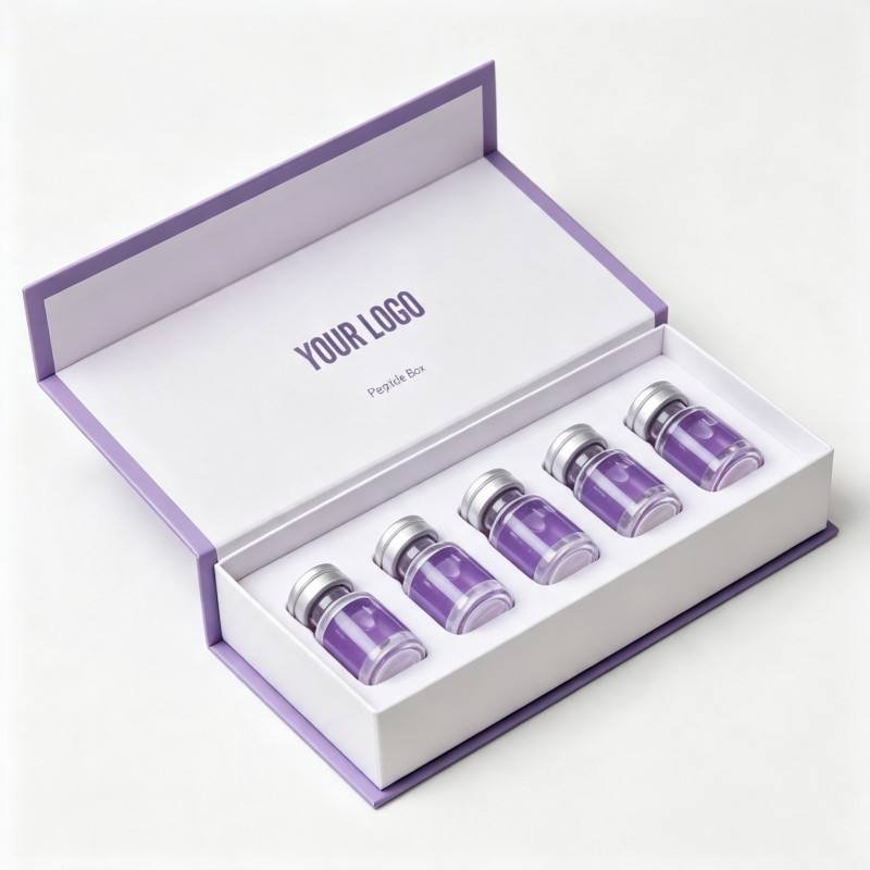 Wholesale Peptides Vial Rigid Paper Boxes Custom Logo Size Vial Bottle Magnetic Packaging Gift Box Soy Ink Peptides Package Box - Image 5