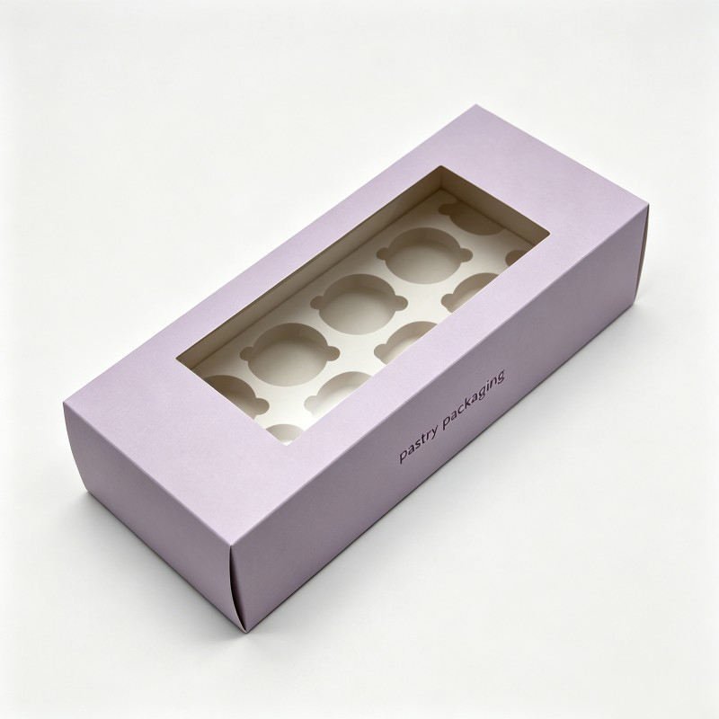 Wholesale Cupcake Boxes with Transparent Window Food Grade Paper Box for Sushi Mini Cup Cake Rectangular Boxes - Image 3