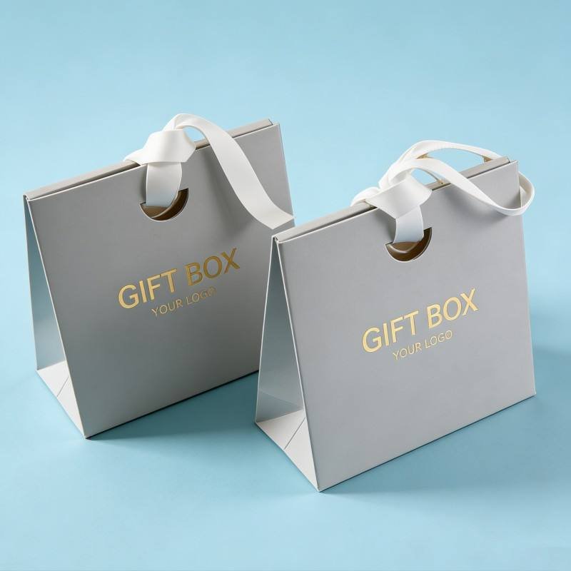 Customized Luxury Small Boutique Paper Bag Hot Stamping logo Gift Package Bag Eco-friendly Jewelry Paper Bag with Ribbon Handle - Image 4