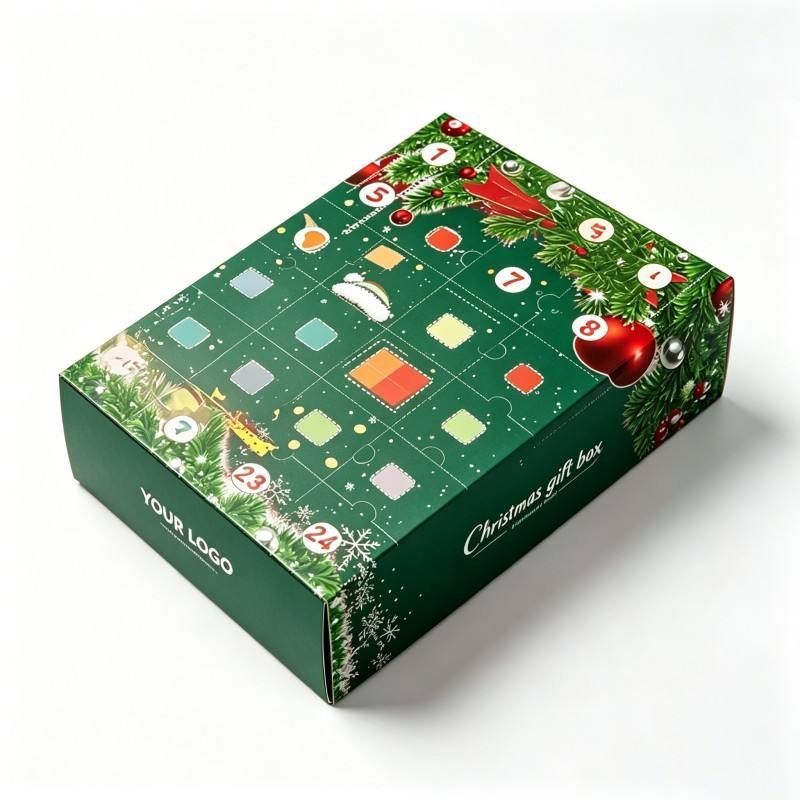 Low Moq Wholesale Printed logo Price Custom Ramadan Gift Box with Tray for Christmas Advent Calendar Box with Custom Logo Size