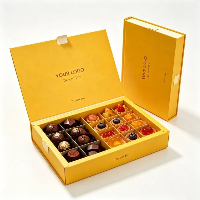 Wholesale Custom Printed Chocolate Cookie Dessert Platter Box with Dividers Soy Ink Candy Paper Box High Quality Cake Cookie Box