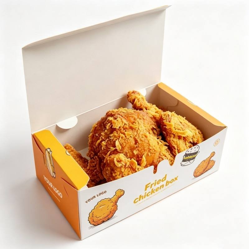 Custom Fried Chicken Packaging Carton Take Away Food Grade Korean Hot Dog to Go French Burger Fast Food Paper Fried Chicken Box