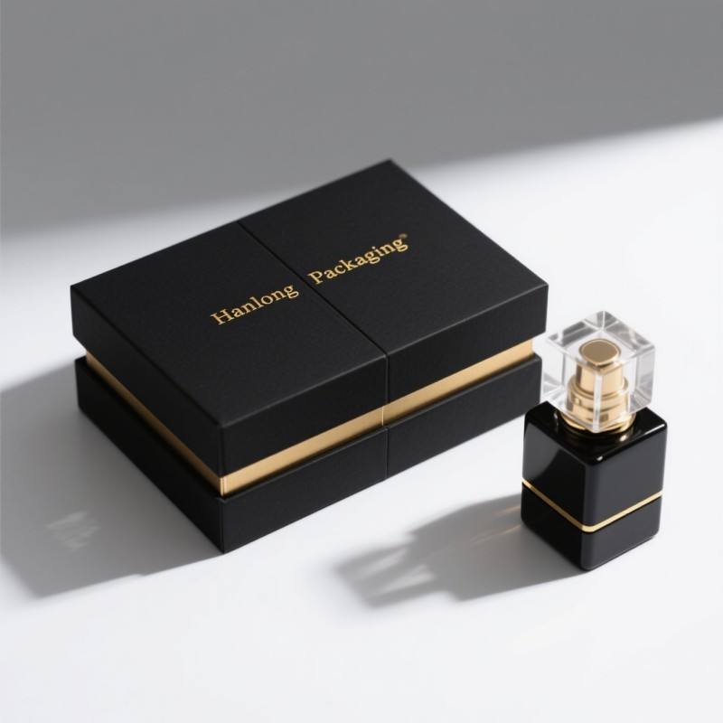 Luxury Black Hot Foil ODM Perfume Box Soy Ink Premium Cardboard Hard Magnetic Box for Gift
