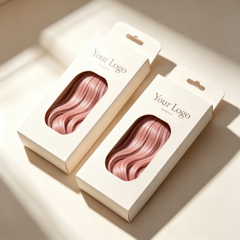Wholesale Hair Extensions Package Wigs Custom Box Biodegradable Paper Package with Hooks for Hair - Image 3
