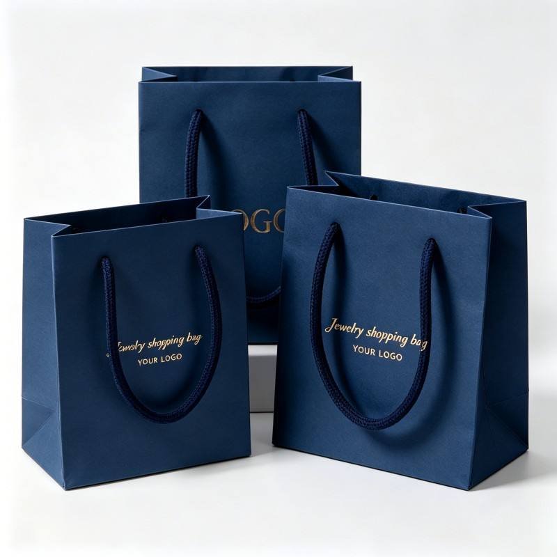 Luxury Jewelry Shopping Bag with Ribbon Customized Hot Stamping logo Kraft Paper Bag Eco Friendly High-end Jewelry Gift Bag - Image 5
