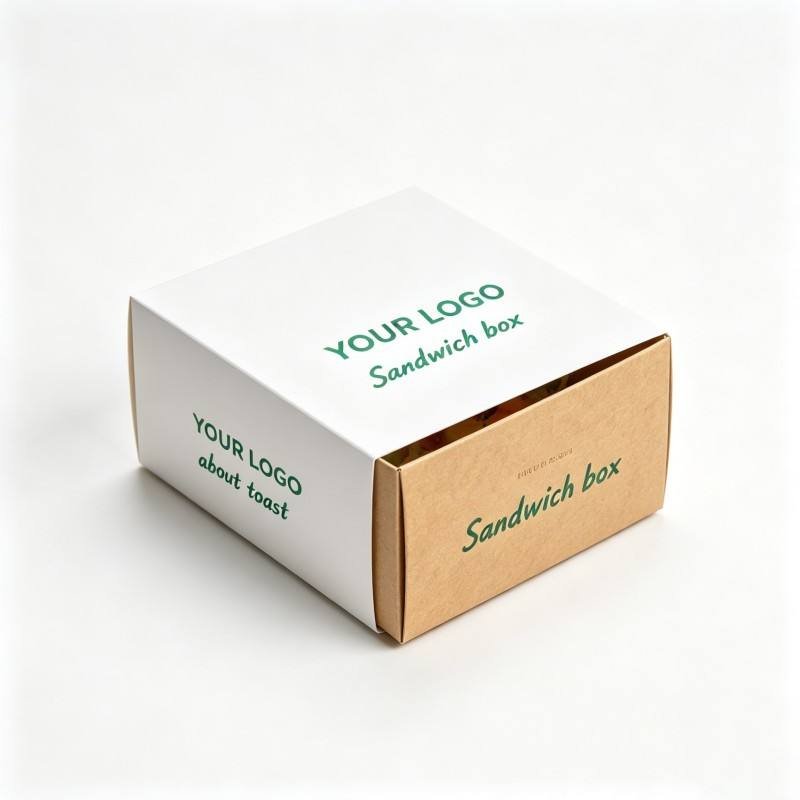 Customized Eco-friendly Recyclable Craft Paper Sandwich Boxes Embossing High Quality for Bakery Packaging Takeaway Food Service