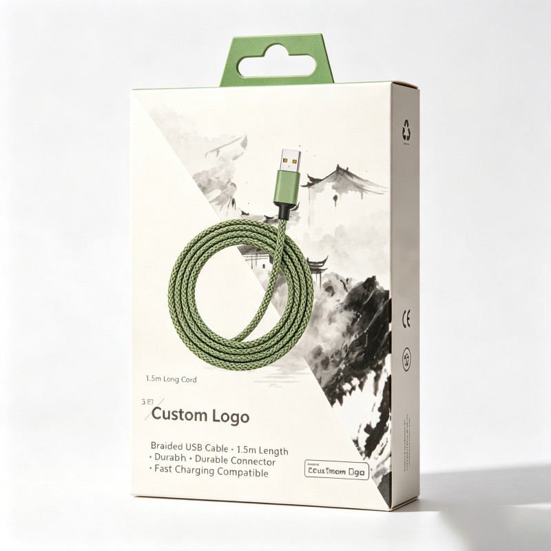 Wholesale Mobile Phone Cable Paper Box with Plastic Hook Rigid High Quality Consumer Electronics Package Customized