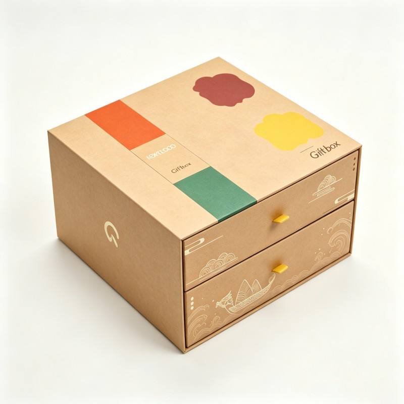 Kraft Paper Rigid Stackable Box Packaging Custom Double-layer Drawer Box Recyclable Paper Box for Cosmetic Gifts Storage Display - Image 5
