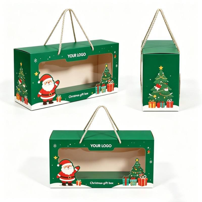 Wholesale Recycled Materials Customized Christmas Cupcake Gift Box High Quality Party Cake Box Christmas Gift Box with Window