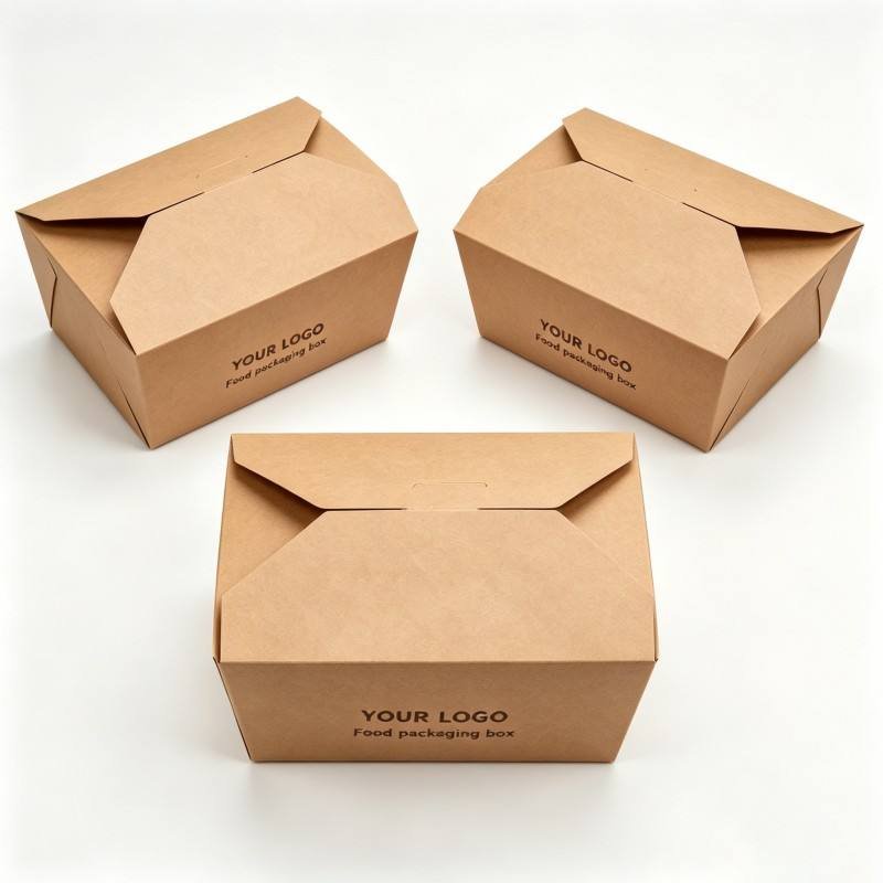 Eco-Friendly Kraft Paper Box with Custom logo Foldable Portable Divided Food Container Recycled Food Grade Kraft Paper Packaging - Image 5