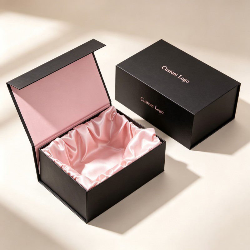 Luxury Magnetic Package with Satin Lining Hair Extension Paper Box Wigs Package logo Stamping Cosmetic Products Package - Image 5