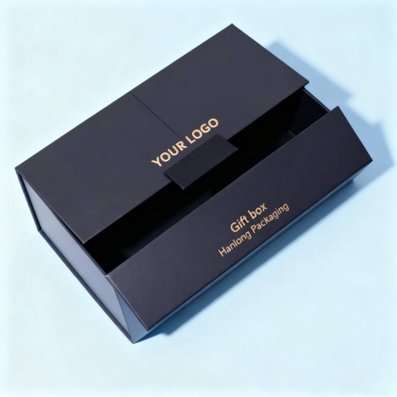 Customized Logo Manufacturer Double Door Black Gift Box Recyclable Gold Foil Cardboard Paper Box Luxury Magnetic Packaging Box - Image 4