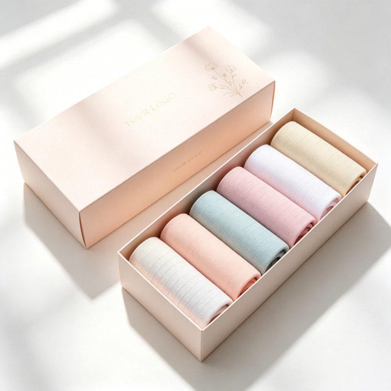 Customized logo Cardboard Gift Box Embossed 2-piece Set Clothing Underwear Paper Box Recyclable Sock Packaging Box - Image 3