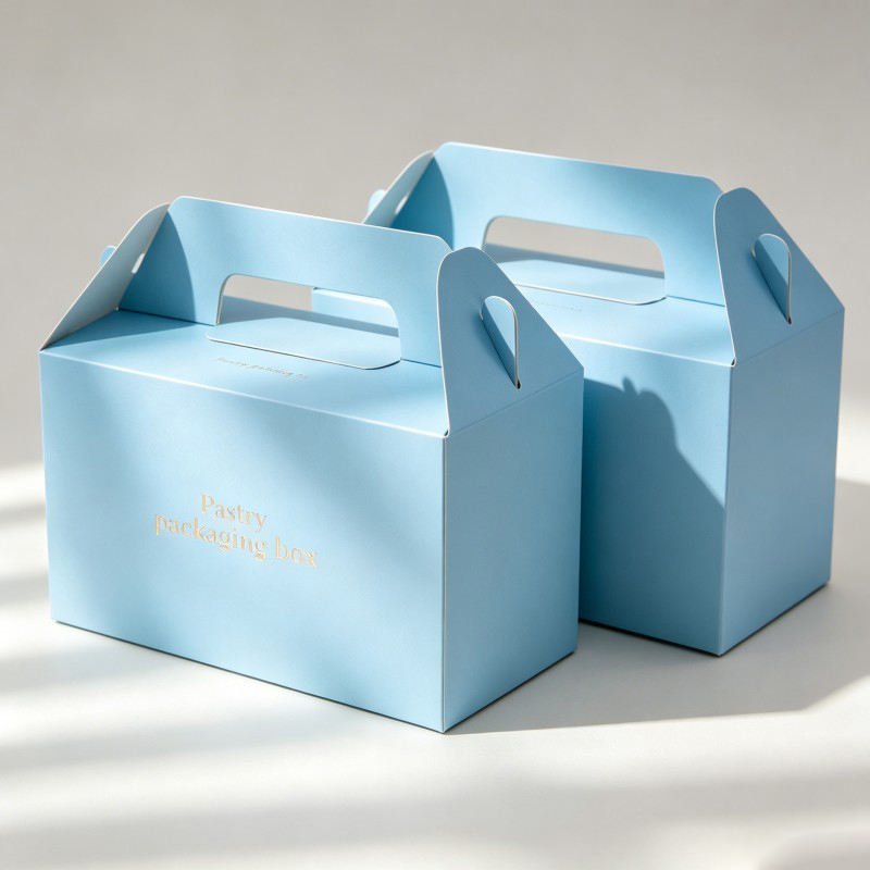 Wholesale Takeaway Bakery Box with logo  Dessert Cake Pastry Paper Box with Handle Takeout Snacks Cookies Box