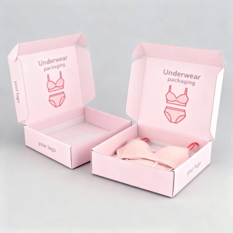 Customized pink Folding Clothing Underwear Packaging Boxes Eco Friendly Shipping Gift Box Luxury Recyclable Underwear Box