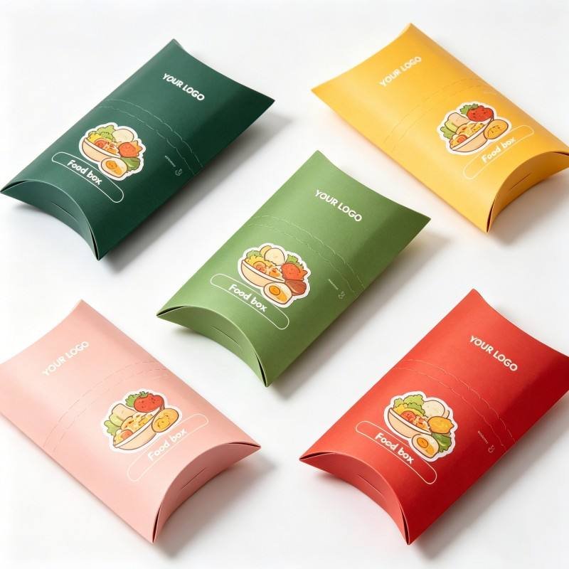 Eco-Friendly Disposable Cardboard Takeaway Food Packaging Pillow Box for Burrito Shawarma Custom Sandwich Paper Box for Food