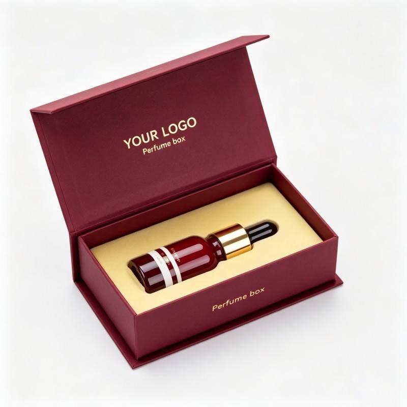 Custom Luxury Velvet Perfume Box Recycled Material Cosmetic Packaging for Essential Oil & Serum Box Eco-Friendly Cardboard Box