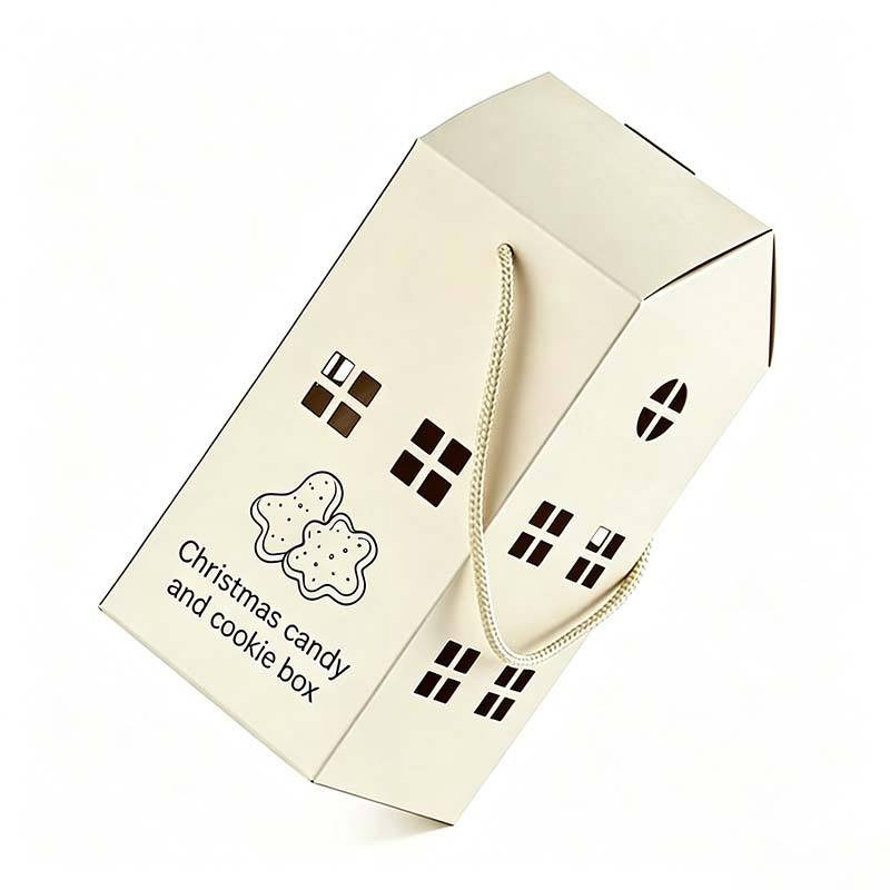 High Quality House Style Cookie Box Food Grade Greaseproof Christmas Candy Package with Handle Custom Bakery Donut Food Box - Image 3