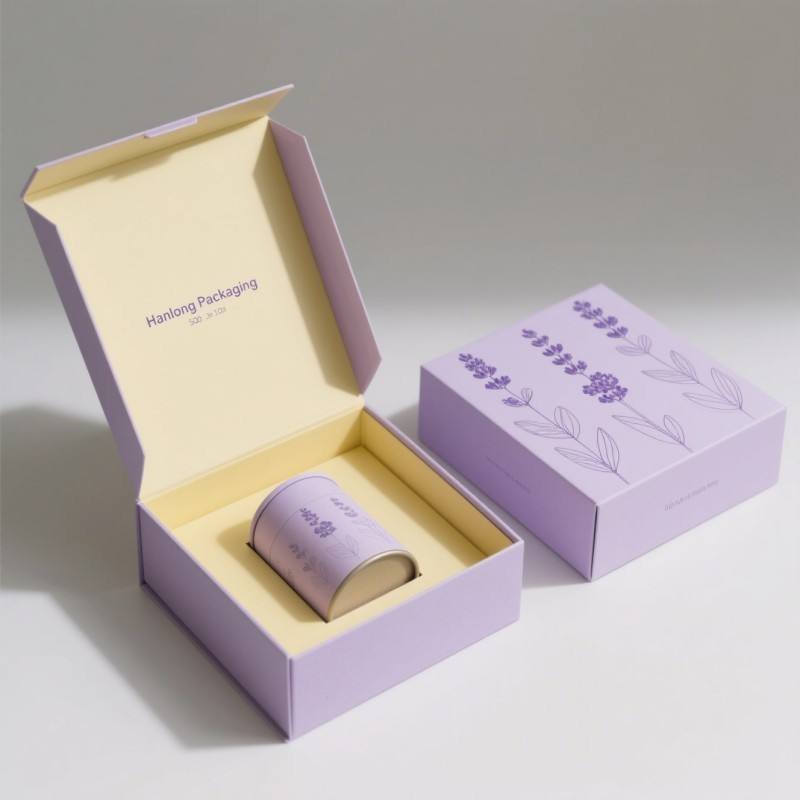 Premium Quality Purple Luxury Candle Box Soy Ink Custom Brand Scented Candles Rigid Corrugate  Gift Box