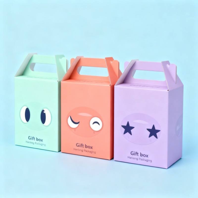 Christmas Packaging Gift Box Customized Logo Cardboard Paper Box with Handle Recyclable Blind Box Plush Toys Gift Packaging Box - Image 4