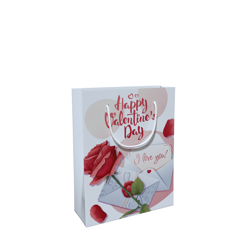 Hot Sale Valentine's Day Bouquet Packaging Digital Printing Gift Bag Red Glitter Heart Florist Square Valentine Flower Paper Bag - Image 3