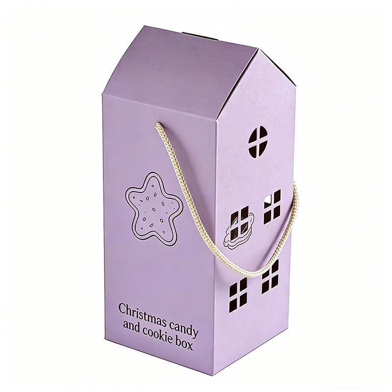 High Quality House Style Cookie Box Food Grade Greaseproof Christmas Candy Package with Handle Custom Bakery Donut Food Box - Image 4