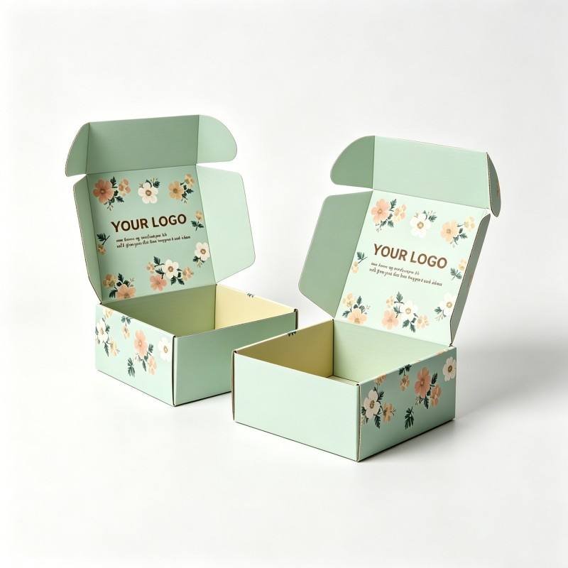 Custom Recycled Malier Box with logo Foldable Corrugated Paper Box Printed with Flowers Shipping Packaging Box for Gift Clothes