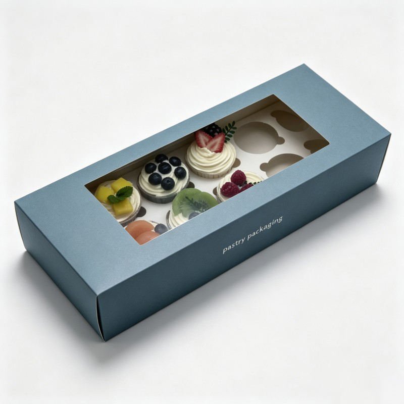 Wholesale Cupcake Boxes with Transparent Window Food Grade Paper Box for Sushi Mini Cup Cake Rectangular Boxes - Image 5