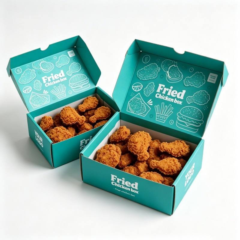 Customized Size Design Fast Food Paper Box Burger Fried Chicken French Fries Snack Disposable Food Takeaway Packaging Cookie Box