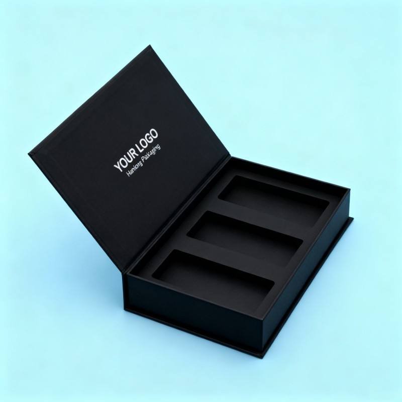 Customized High-end Magnetic Packaging Box Black Matt Cardboard Gift Box Recyclable Cosmetics Face Cream Paper Box with Foam