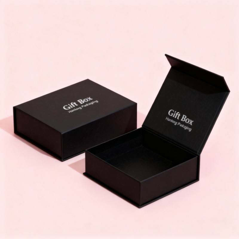 Luxury Black Magnetic Box ISO9001 Biodegradable Lid Closure Black Gift Box Digital Printing Rigid Cardboard Gift Box