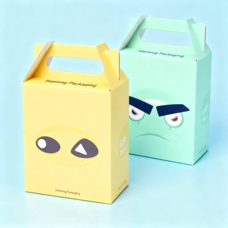 Christmas Packaging Gift Box Customized Logo Cardboard Paper Box with Handle Recyclable Blind Box Plush Toys Gift Packaging Box - Image 3