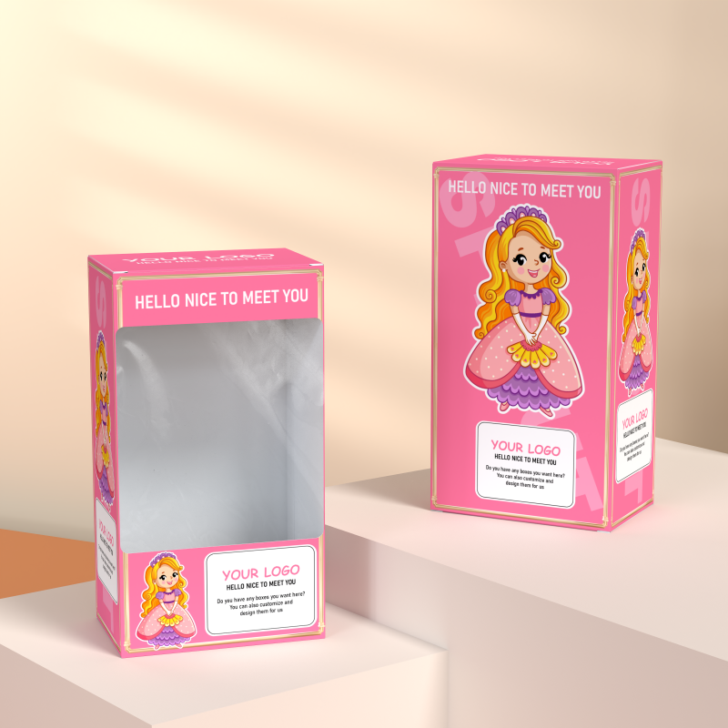 2023 Custom Mini Doll Packaging Box Pink Kids Toy Doll Folding Gift Box Toy Packaging Paper Box With Transparent Window - Image 4