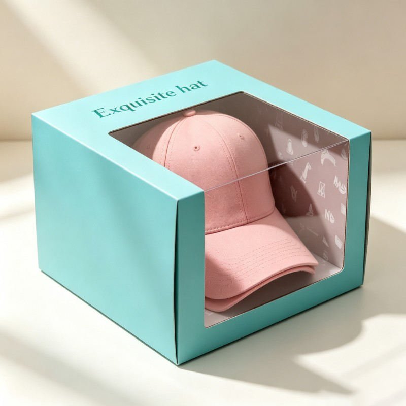 Wholesale Corrugated Folding Box for Baseball Cap Hip Snap Cap Box with Window Hats Package Customized - Image 5